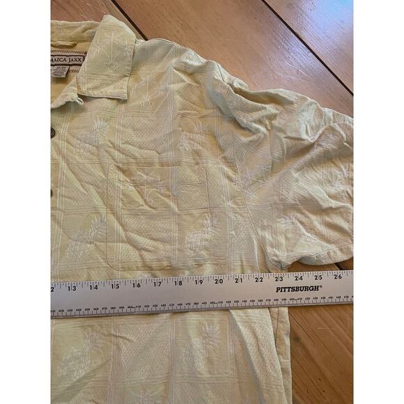 Jamaica Jaxx mens Button Down SILK shirt. Pineapple. palmtree. yellow.gold. XL - Picture 5 of 6